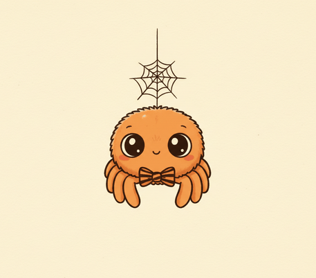Cute spider and web Halloween drawing to copy
