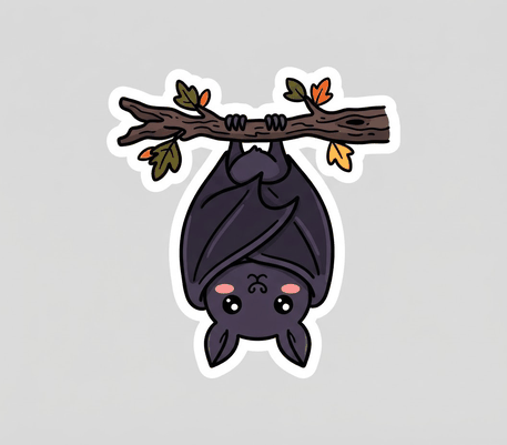 Bat hanging upside down Halloween drawing to copy