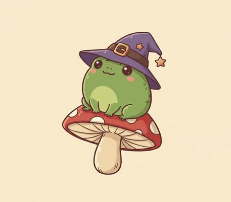 Frog in a witch hat Halloween drawing to copy