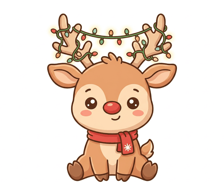 Baby reindeer with lights on its antlers drawing to copy