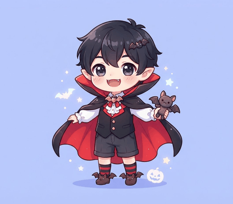 Anime chibi vampire boy drawing to copy