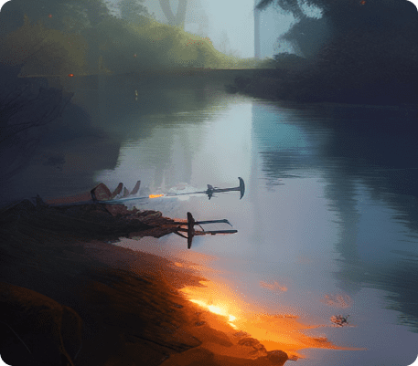 рисунок пылающего озера в лесу для срисовки