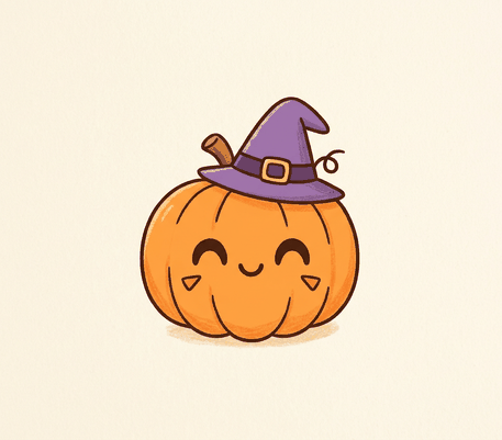 Dibujo de calabaza con sombrero de bruja para Halloween
