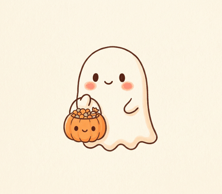 Dibujo de fantasma tierno con caramelos para Halloween