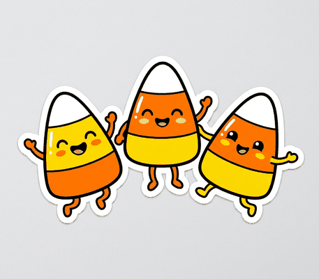 Happy candy corn Halloween drawing to copy