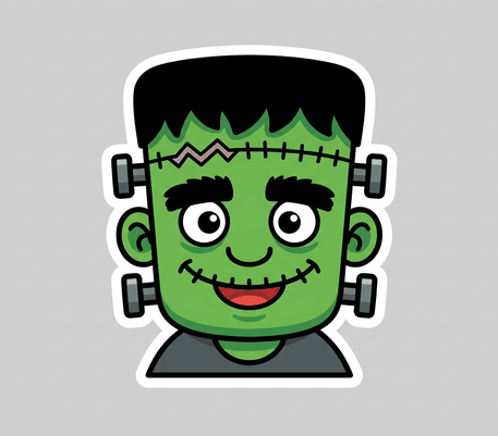 Friendly Frankenstein monster Halloween drawing to copy