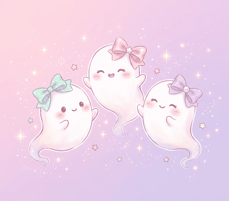 Dibujo de tres fantasmitas tiernos para Halloween