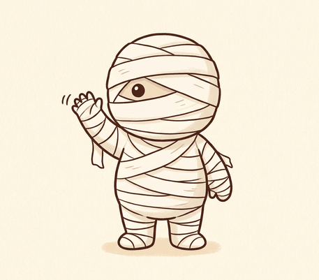 Cute mummy Halloween drawing to copy