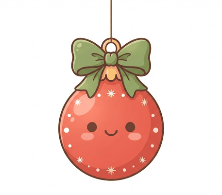 Cute red Christmas ball with a face drawing to copy