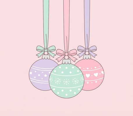 Three pastel Christmas balls drawing to copy