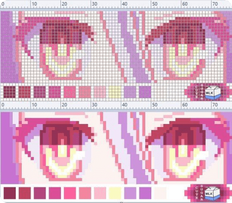 рисунок глаз аниме персонажа Широ по клеточкам для срисовки