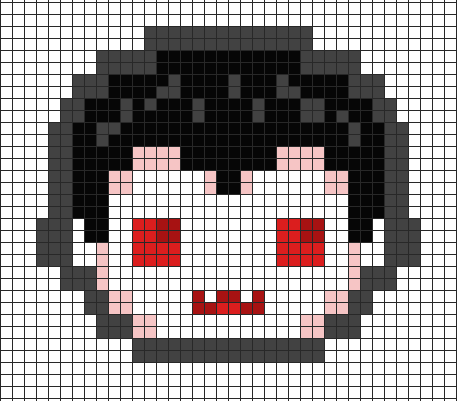 Anime chibi vampire pixel art on grid paper to copy
