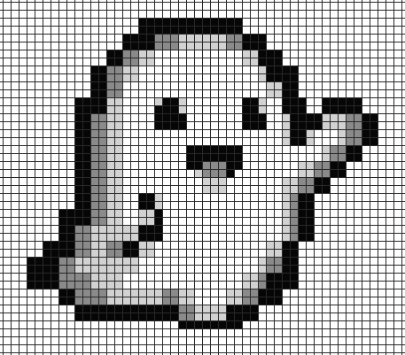 Halloween ghost pixel art on grid paper to copy