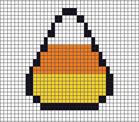 Candy corn pixel art on grid paper to copy