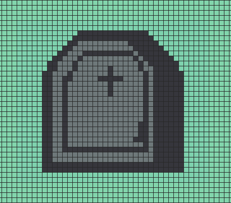 Tombstone pixel art on grid paper to copy