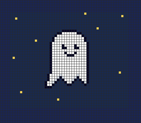 Little ghost at night pixel art to copy