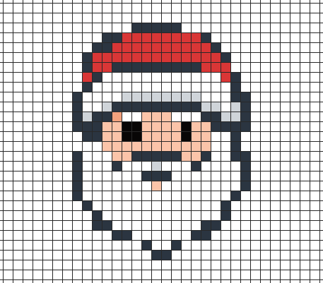Ded Moroz (Russian Father Frost) pixel art on grid paper to copy