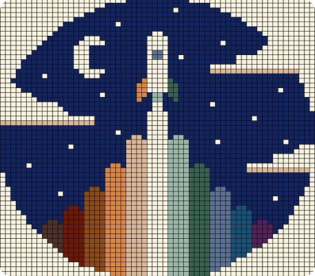 рисунок ракеты в космосе по клеточкам для срисовки