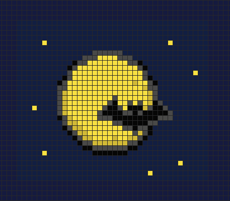Bat and the full moon pixel art to copy