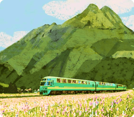 рисунок поезда, проезжающего в поле для срисовки