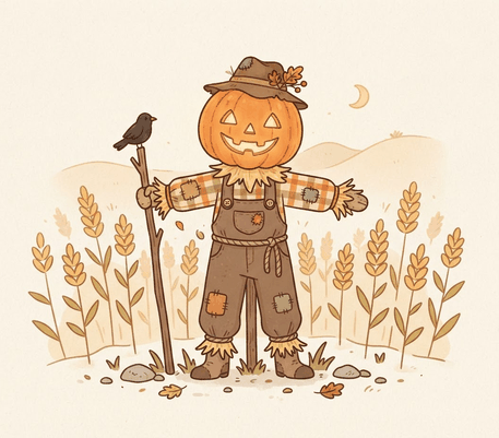Pumpkin head scarecrow drawing to copy