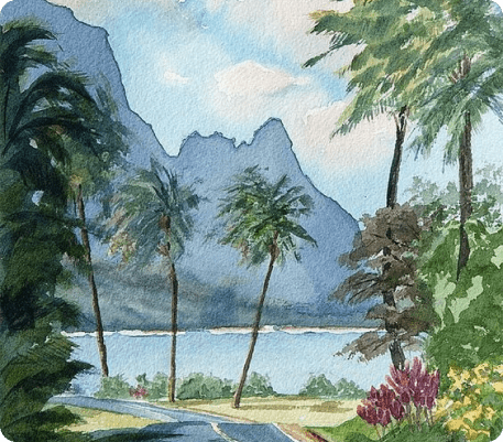 рисунок моря с пальмами для срисовки