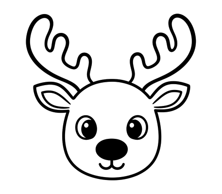 Cute reindeer face pencil drawing to copy