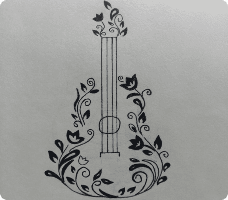 рисунок гитары из цветов карандашом для срисовки