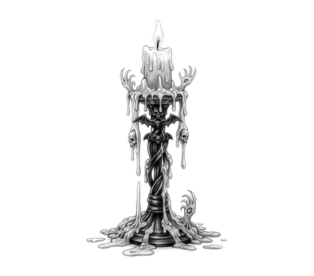 Melting candle pencil drawing to copy