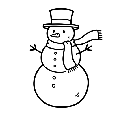 Snowman in a top hat pencil drawing to copy