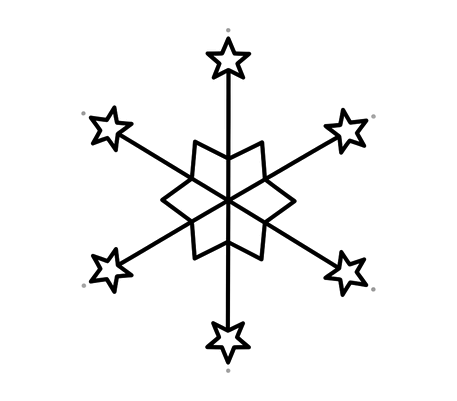 Snowflake with little stars pencil drawing to copy