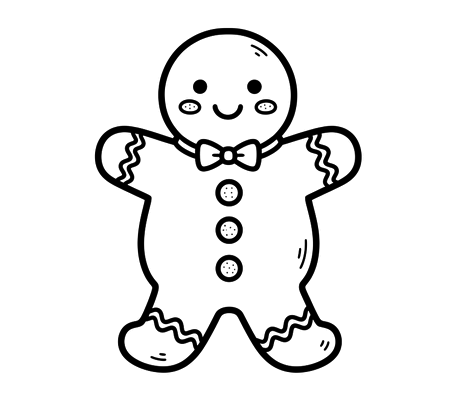 Gingerbread man pencil drawing to copy