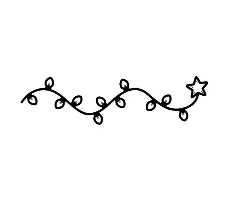 Christmas string lights pencil drawing to copy