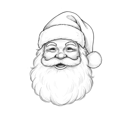Santa Claus face pencil drawing to copy